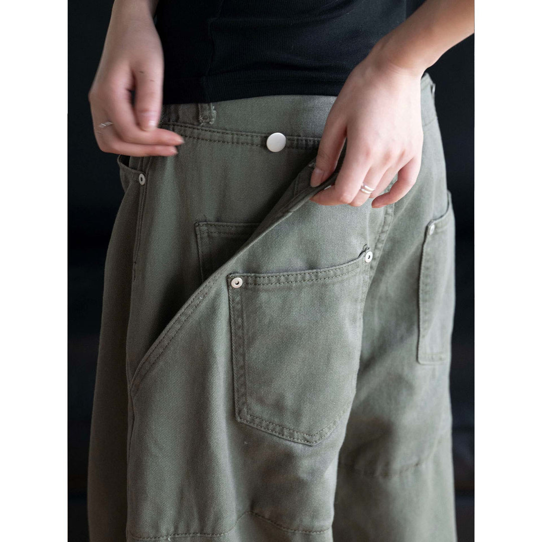Damen Weite High‑Waist Utility-Cargohose mit Tiefer Schrittlinie Nord Taschen