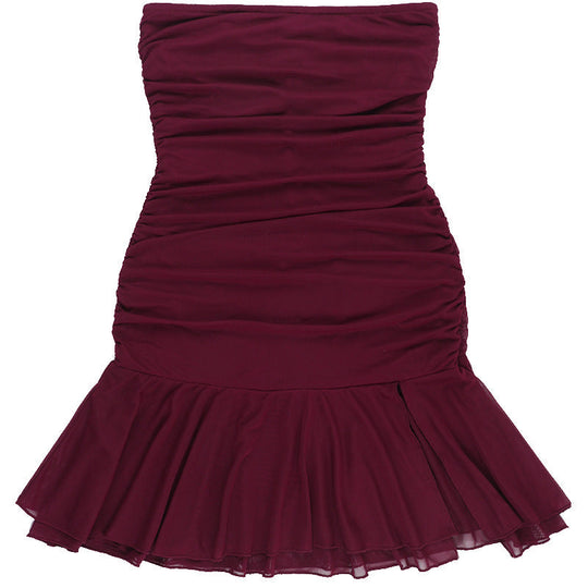 Damen Kleid mit raffiniertem Rüschendetail und seitlichem Schlitz