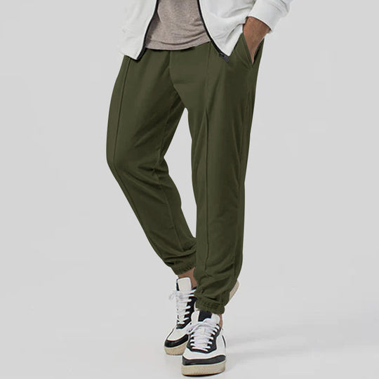 Herren Tapered-Jogginghose im Leinenlook mit Bügelfalte und Bündchen Nord Taschen