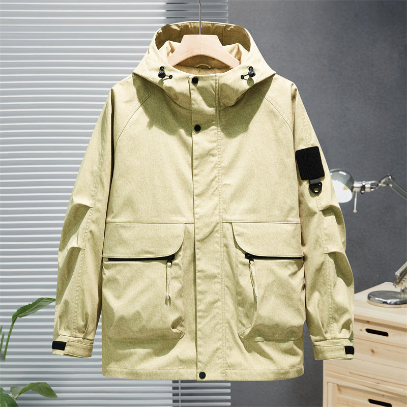 Herren Wasserabweisende Utility-Jacke mit Kapuze, verdecktem Reißverschluss & multifunktionalen Taschen Nord Taschen