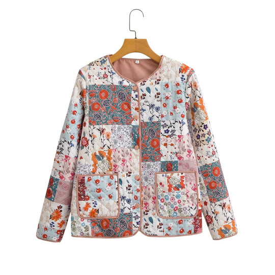 Damen Gesteppte Patchwork-Jacke Weste und Minirock-Set Nord Taschen