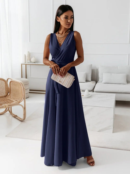 Damen Elegantes Wickelkleid mit verlängertem Saum Nord Taschen