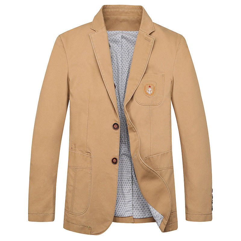 Herren Baumwoll-Blazer im Casual-Worker-Stil mit Brusttasche und Emblem Nord Taschen