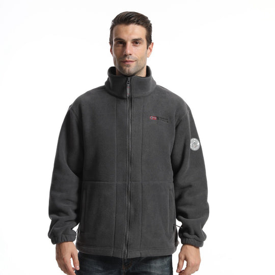 Herren Fleece-Outdoorjacke mit Stehkragen durchgehendem Reißverschluss und elastischen Bündchen Nord Taschen