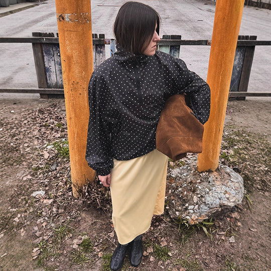 Damen Gepunkteter leichter Windbreaker-Anorak mit Stehkragen und halbem Reißverschluss Nord Taschen