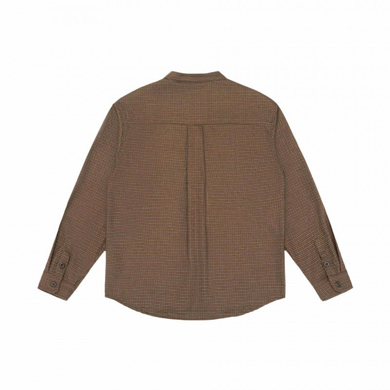 Herren Overshirt‑Hemdjacke mit Stehkragen, Hahnentritt‑Muster und gerundetem Saum Nord Taschen