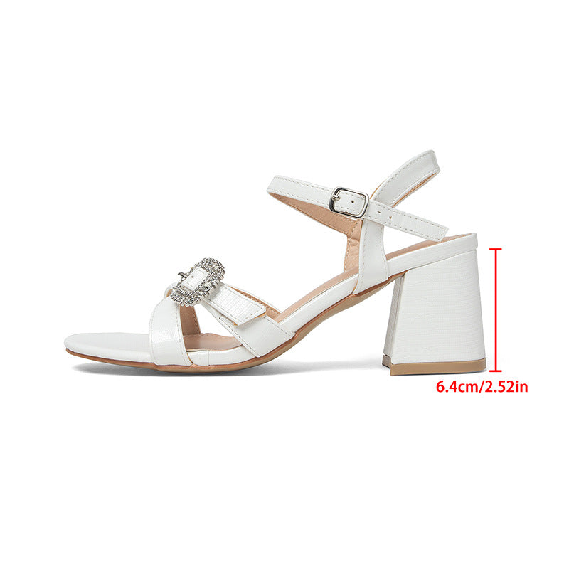 Damen elegante Riemchen-Sandalen mit funkelndem Schnallen-Detail und stabilen Blockabsatz Nord Taschen