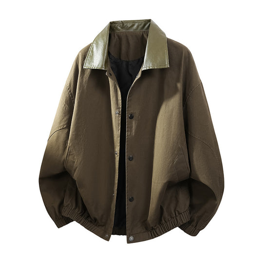 Herren Oversize Coach-Jacke mit glänzendem Kragen, verdeckter Druckknopfleiste und elastischem Saum Nord Taschen