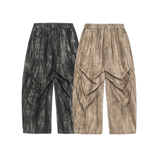 Herren Asymmetrische Haremshose mit Faltenlagen und Kordelzug Nord Taschen