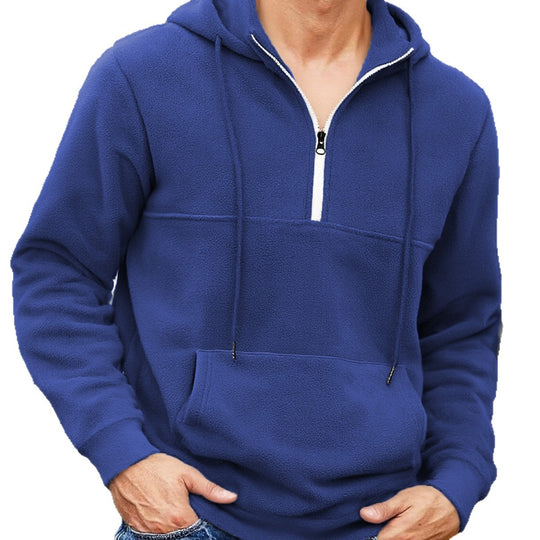 Herren Fleece-Halbzip-Hoodie mit Kängurutasche, halbem Reißverschluss und Kapuze Nord Taschen