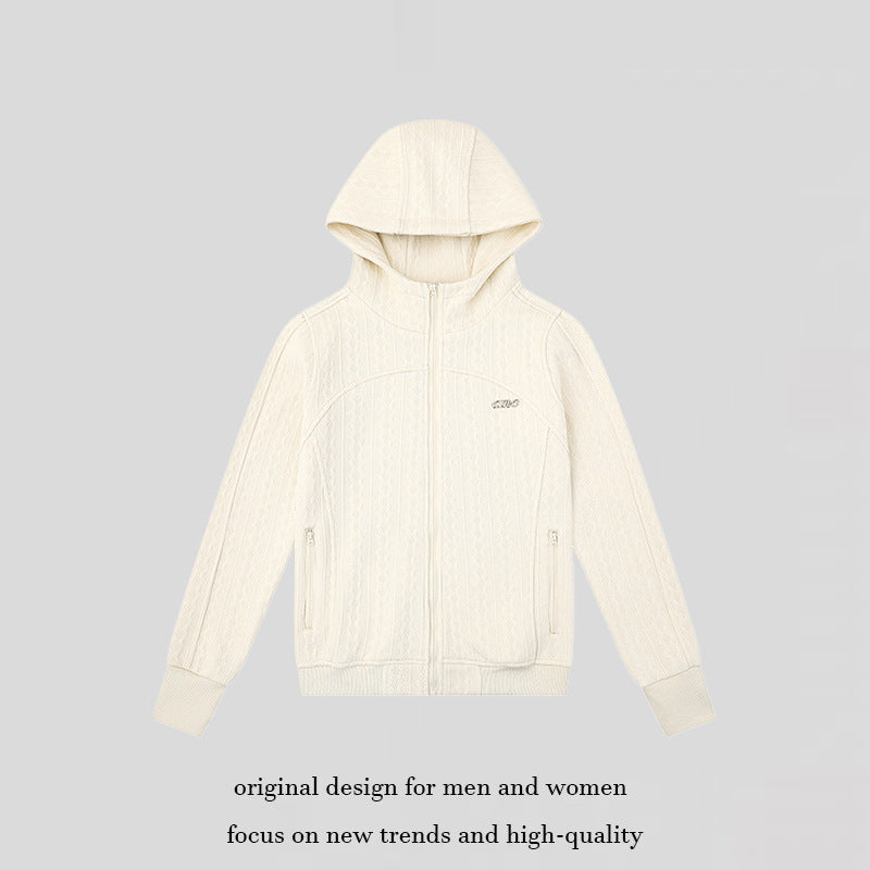 Damen Kapuzen-Strickjacke mit Zopfmuster, durchgehendem Reißverschluss und Eingrifftaschen Nord Taschen