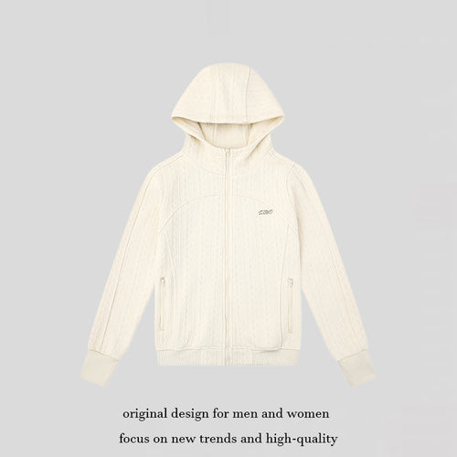 Damen Kapuzen-Strickjacke mit Zopfmuster, durchgehendem Reißverschluss und Eingrifftaschen Nord Taschen