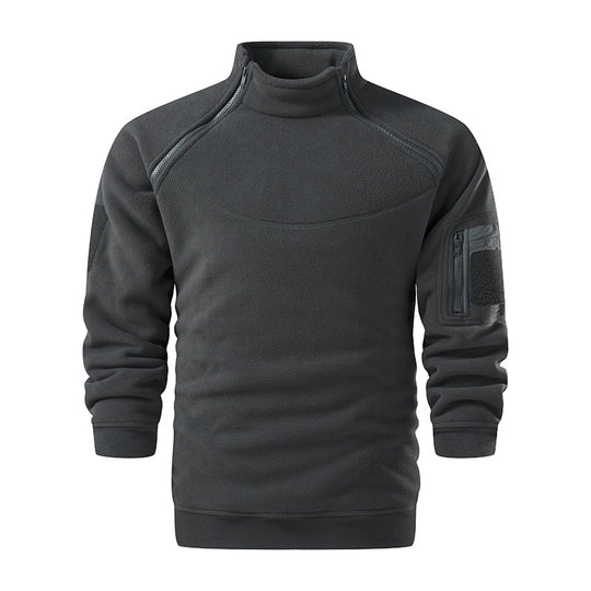 Herren Taktischer Microfleece-Troyer mit hohem Stehkragen, Ärmel‑Zipfach und Raglanärmeln Nord Taschen