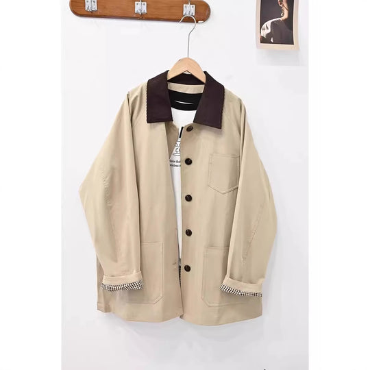 Damen Oversize-Chorejacke mit Cordkragen und großen aufgesetzten Taschen Nord Taschen
