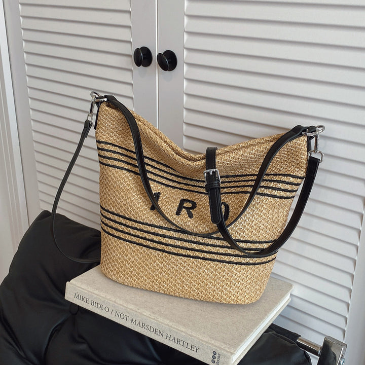 Damen modische Strandtasche aus hochwertigem Strohgewebe Nord Taschen