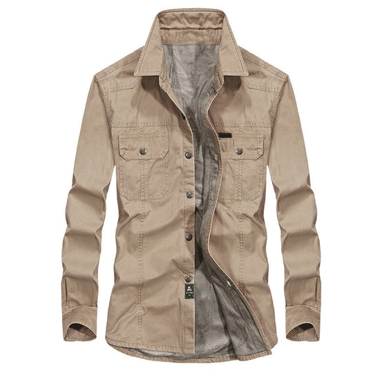 Herren Leicht gefütterte Canvas-Worker-Hemdjacke mit Brustpattentaschen Nord Taschen