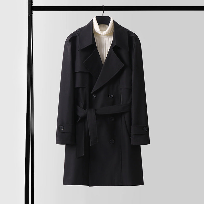 Damen Doppelreihiger Kurztrenchcoat aus leichtem Wollmix mit soften Fall und Schulterklappen Nord Taschen