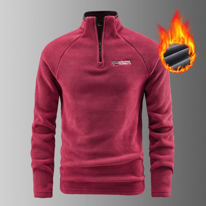 Herren Wärmender Fleecepullover mit kurzem Reißverschluss und Stehkragen Nord Taschen