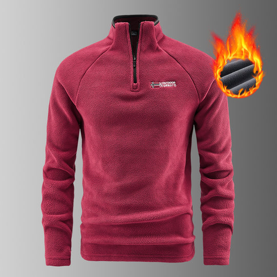 Herren Wärmender Fleecepullover mit kurzem Reißverschluss und Stehkragen Nord Taschen