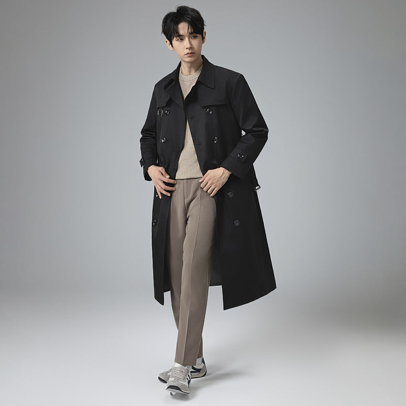 Herren Moderner Tech-Trenchcoat mit Doppelreihiger Knopfleiste, Bindegürtel und dezenten Ringdetails Nord Taschen