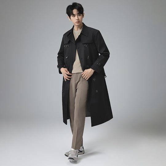 Herren Moderner Tech-Trenchcoat mit Doppelreihiger Knopfleiste, Bindegürtel und dezenten Ringdetails Nord Taschen
