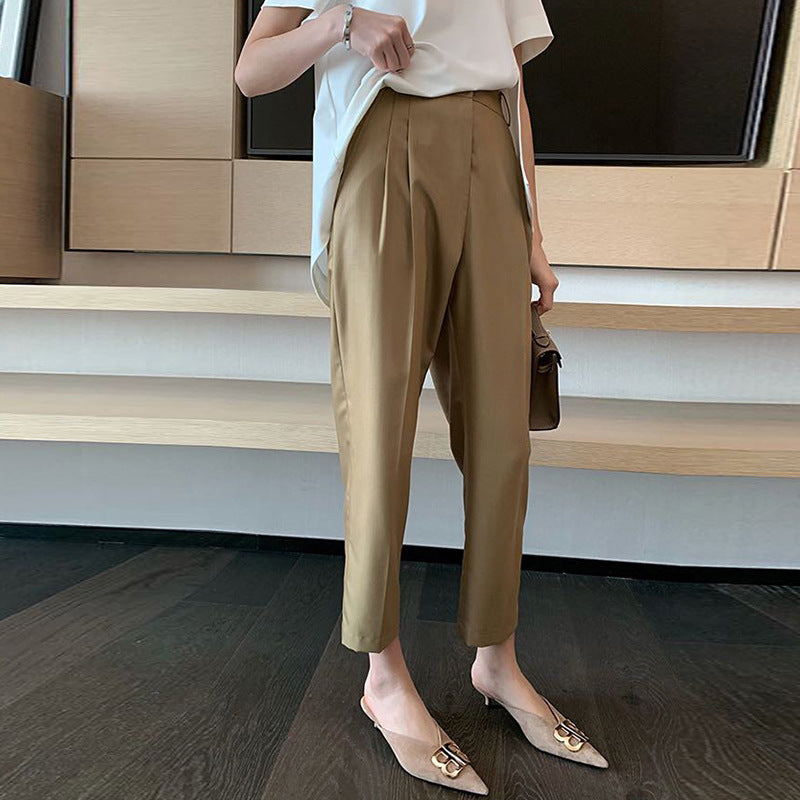 Damen Hochtaillierte Bundfaltenhose mit Cropped‑Schnitt und schmal zulaufendem Bein Nord Taschen