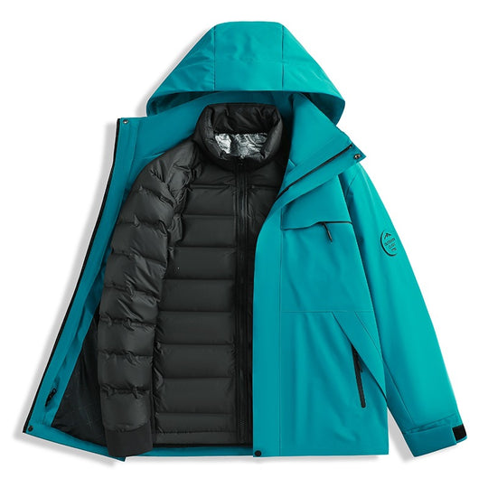 Herren Wasserdichte Outdoor-Softshelljacke mit Kapuze, hohem Stehkragen & Reißverschlusstaschen Nord Taschen