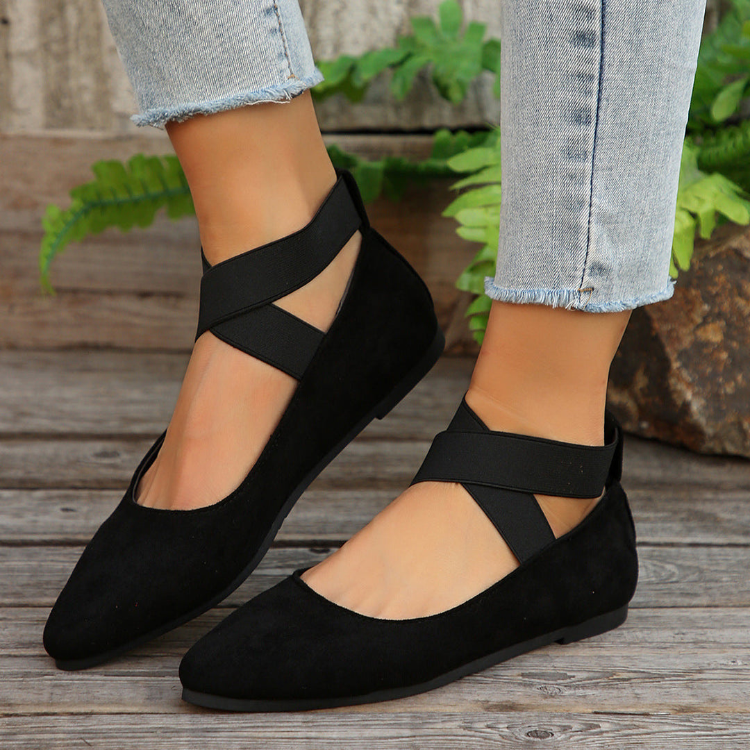 Damen elegante und bequeme Ballerinas mit verstellbarem Riemen