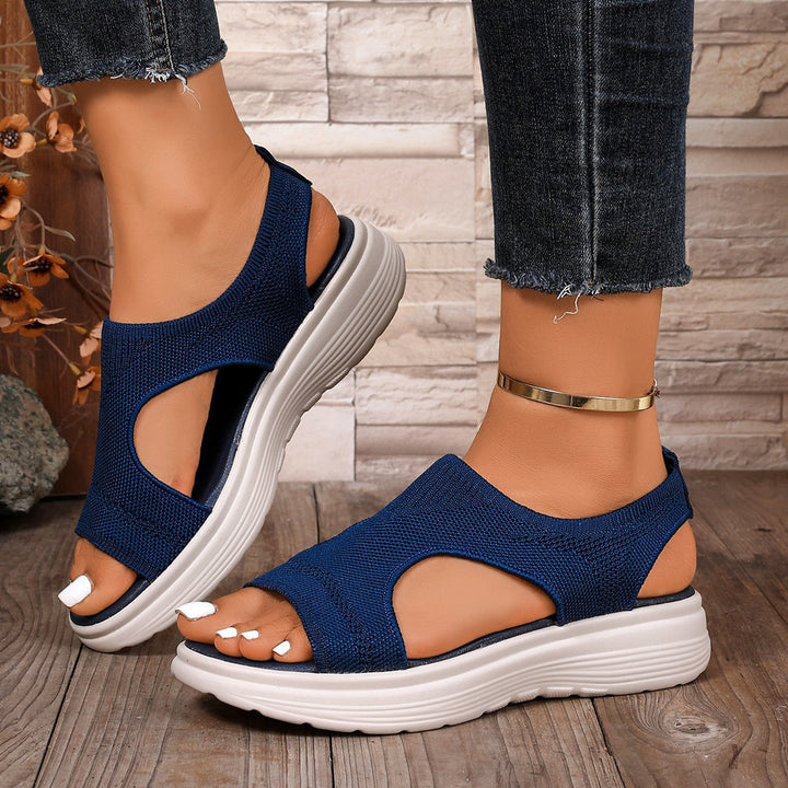 Damen Komfortable Keilsandalen mit atmungsaktiver Obermaterialstruktur und flexiblem Fußbett