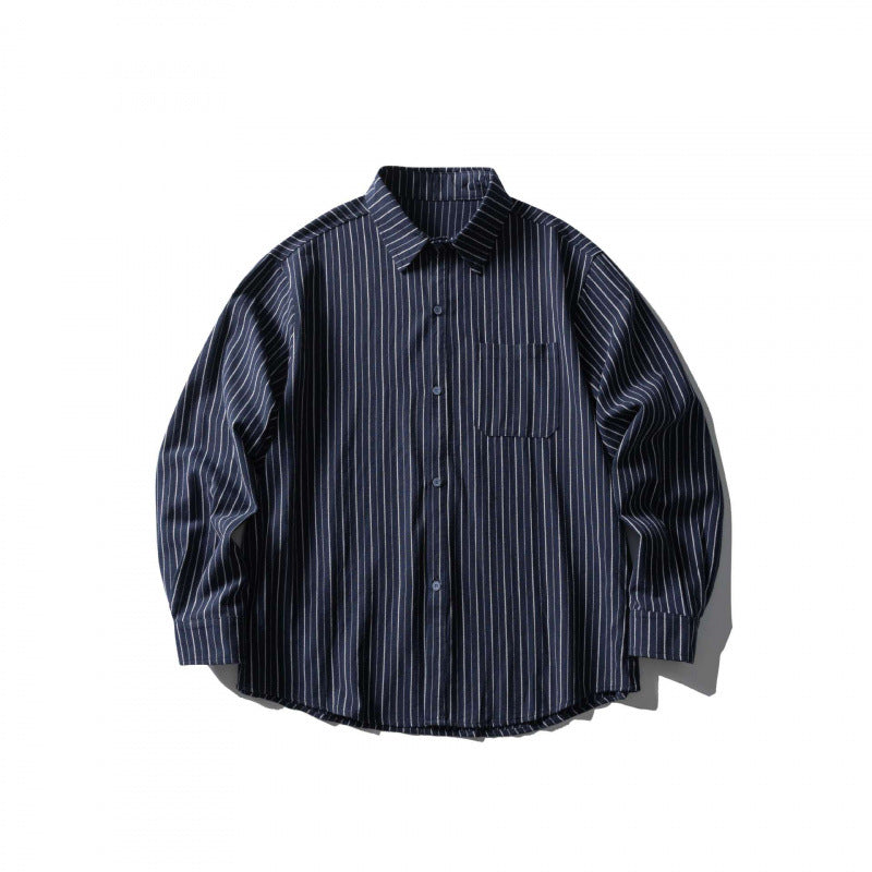 Unisex Oversize-Hemd im Nadelstreifen-Look mit Brusttasche und abgerundetem Saum Nord Taschen