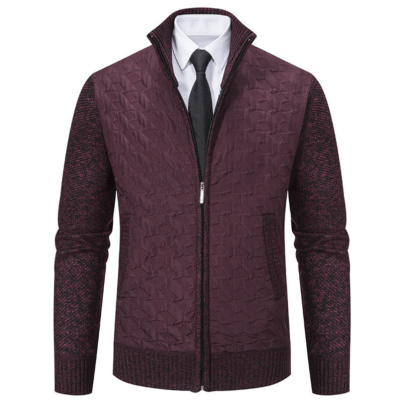 Herren Gesteppte Hybrid-Strickjacke mit Stehkragen, Kontrastärmeln und durchgehendem Reißverschluss Nord Taschen
