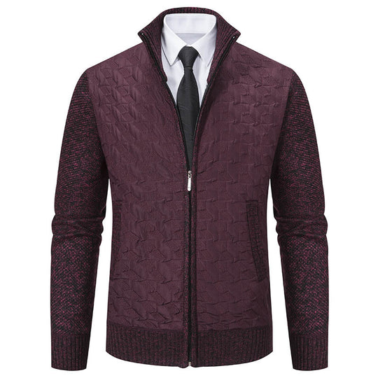 Herren Gesteppte Hybrid-Strickjacke mit Stehkragen, Kontrastärmeln und durchgehendem Reißverschluss Nord Taschen
