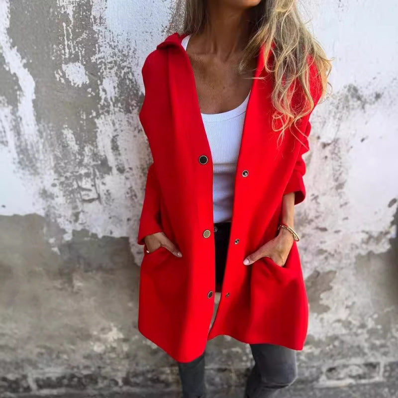 Damen Midilanger Oversize-Mantel aus Wollmix mit klarer Knopfleiste und minimalistischem Revers Nord Taschen
