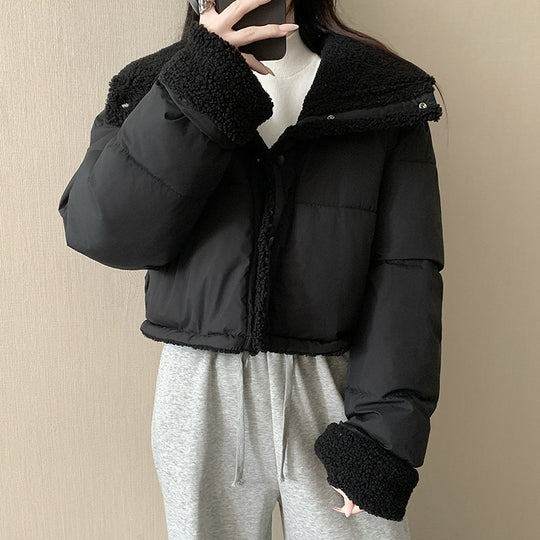 Damen nan kurze wattierte Jacke mit hochschließendem Schalkragen und Teddybündchen Nord Taschen