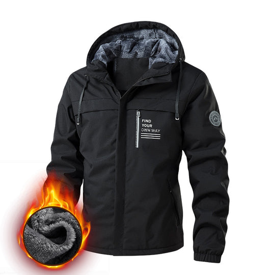 Herren Wind- und Wasserabweisende Kapuzenjacke mit Teddyfleece-Innenfutter und Reißverschlusstaschen Nord Taschen