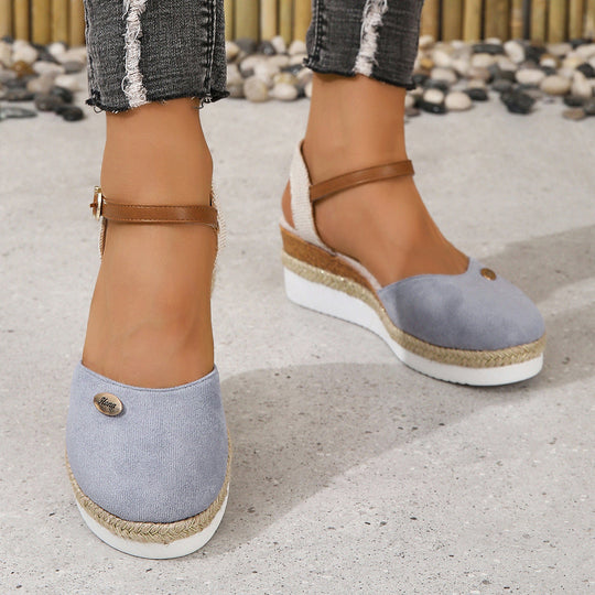 Damen Wedge-Sandalen mit geflochtenem Riemendesign und komfortablem Fußbett