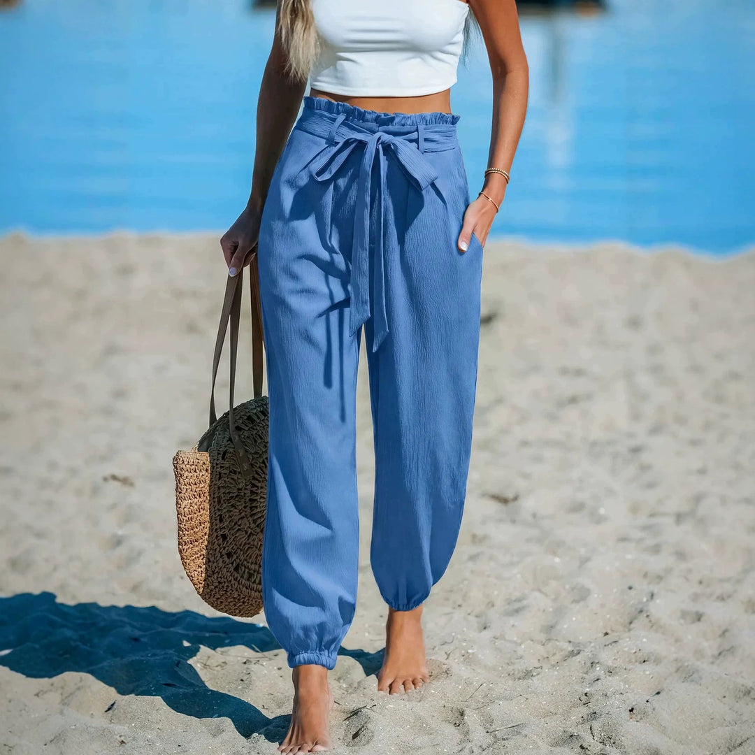 Damen Weite, lässige Strandhose Nord Taschen