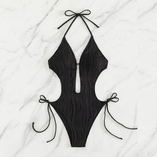 Damen Einteiler Badeanzug mit Raffinierten Cut-Out Details