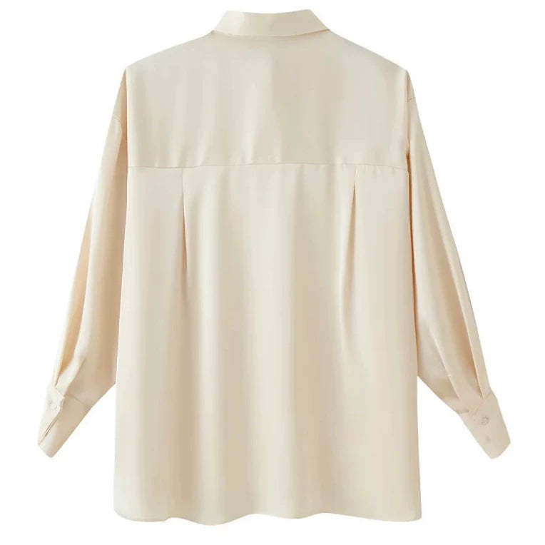 Damen Zweiteiliges seidig‑fließendes Lounge‑Set mit Oversize‑Hemd und hochtaillierter Hose mit weitem Bein Nord Taschen