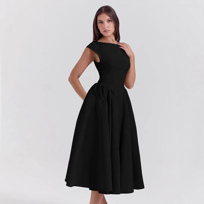 Damen Midi-Kleid mit elegantem A-Linien Schnitt und schickem Quadrat-Ausschnitt