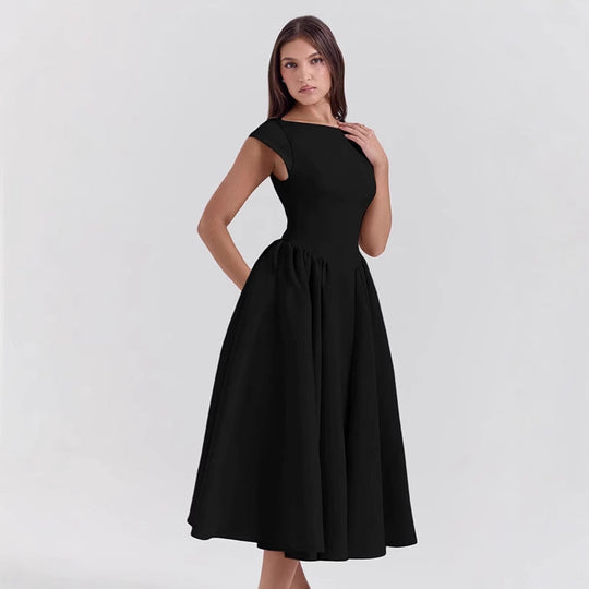 Damen Midi-Kleid mit elegantem A-Linien Schnitt und schickem Quadrat-Ausschnitt