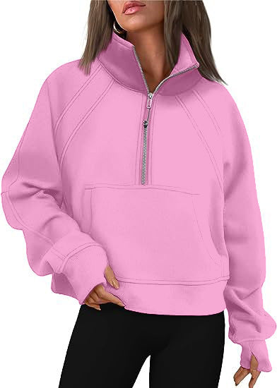 Damen sportlicher Hoodie mit kurzem Reißverschluss und praktischer Kängurutasche Nord Taschen
