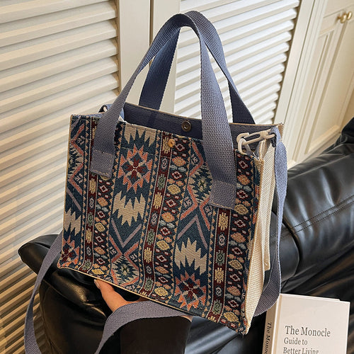 Damen Jute-Tasche mit traditionellem Ethno-Muster Nord Taschen