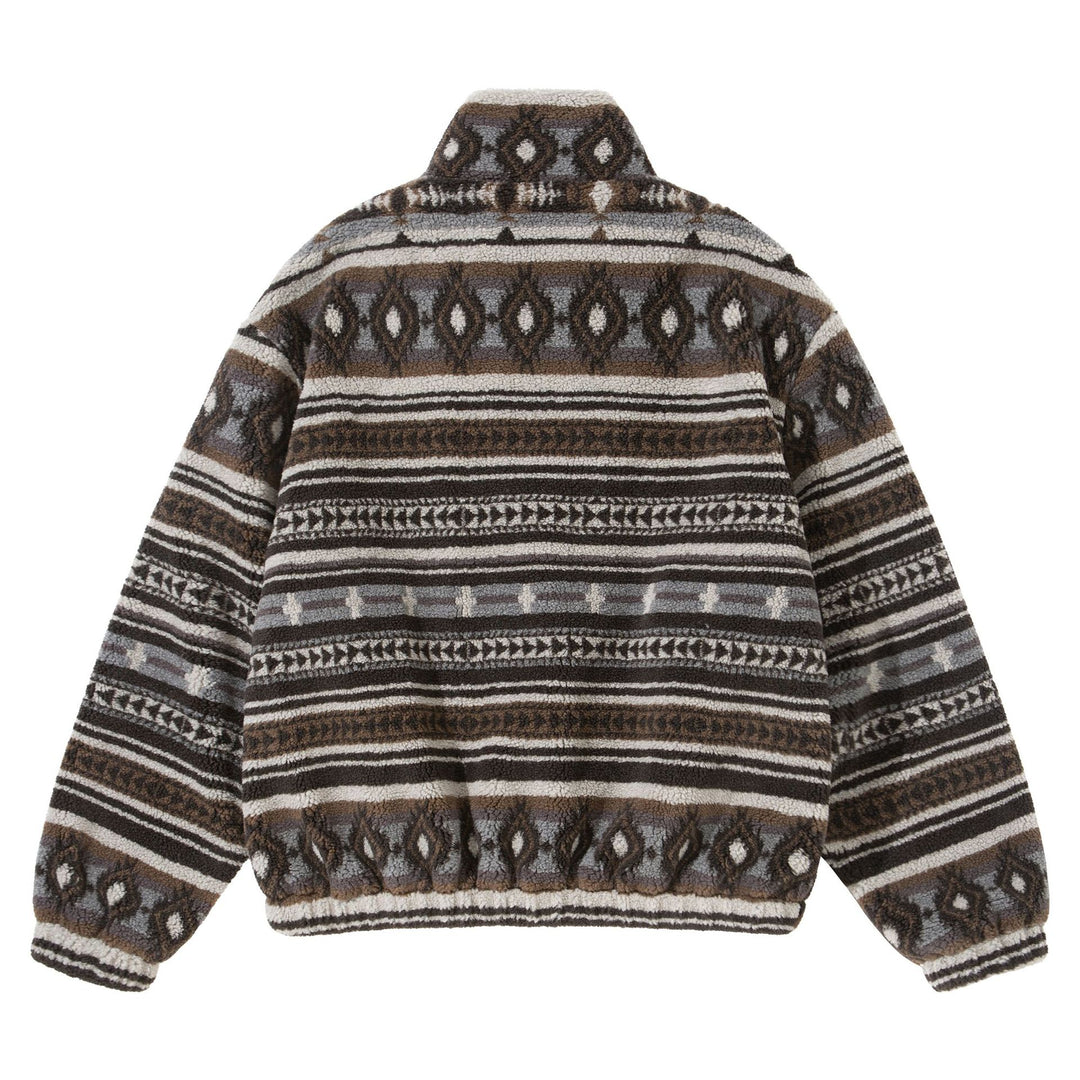 Unisex Kurzblouson aus Teddyfleece mit Ethno‑Muster und Stehkragen Nord Taschen