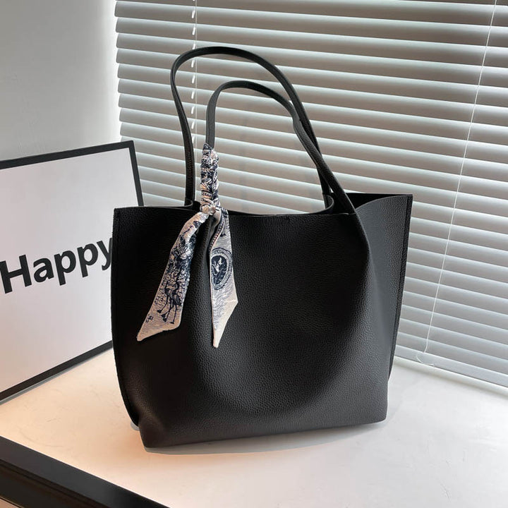 Damen elegante Tragetasche mit geschmeidiger Lederstruktur und modischem Schal Nord Taschen