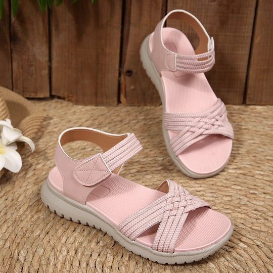 Damen Komfortable Sandalen mit geflochtenen Riemen und elastischem Band Nord Taschen