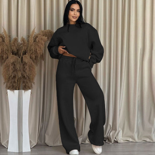 Damen Oversize-Sweatset aus weichem French-Terry mit weiter Palazzo-Jogginghose Nord Taschen