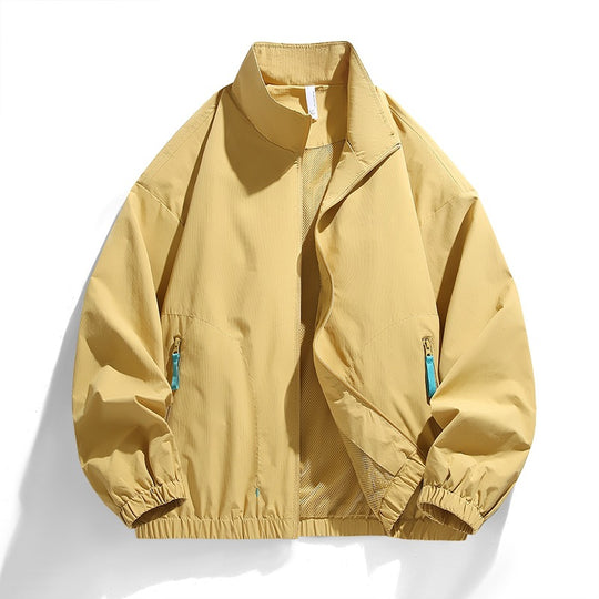 Herren Leichte Windbreaker-Jacke mit Mesh-Innenfutter, Stehkragen und kontrastierten Zipperlaschen Nord Taschen