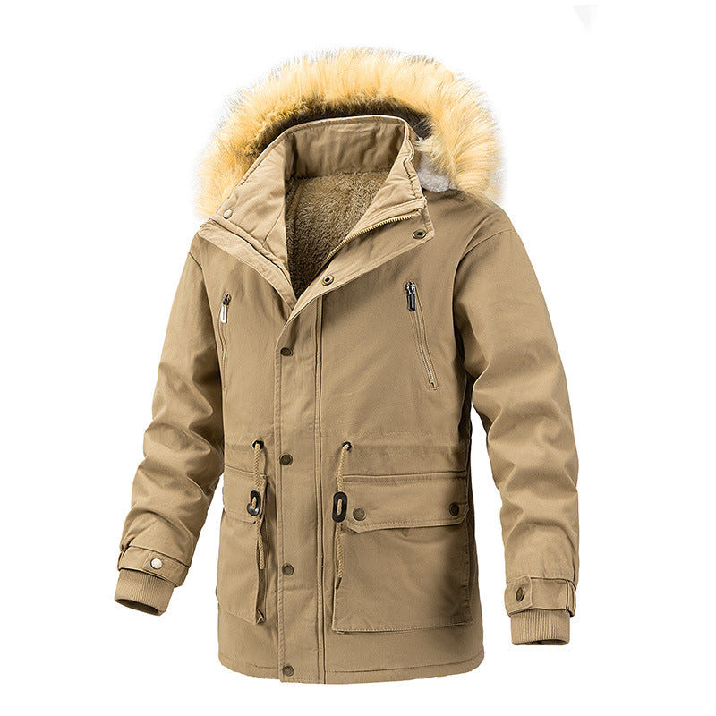 Herren Winterschutz-Parka mit wärmendem Teddyfutter abnehmbarer Kunstfellkapuze und verstärkten Utility-Taschen Nord Taschen