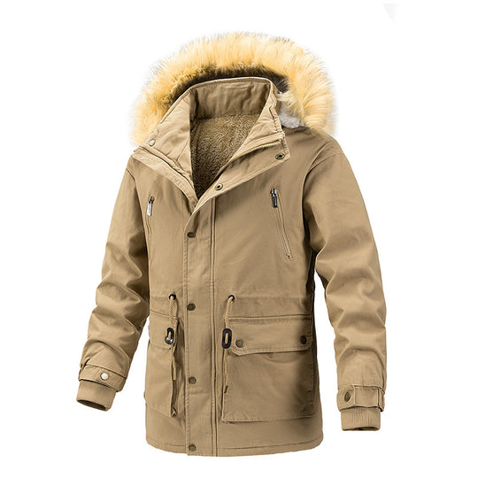 Herren Winterschutz-Parka mit wärmendem Teddyfutter abnehmbarer Kunstfellkapuze und verstärkten Utility-Taschen Nord Taschen